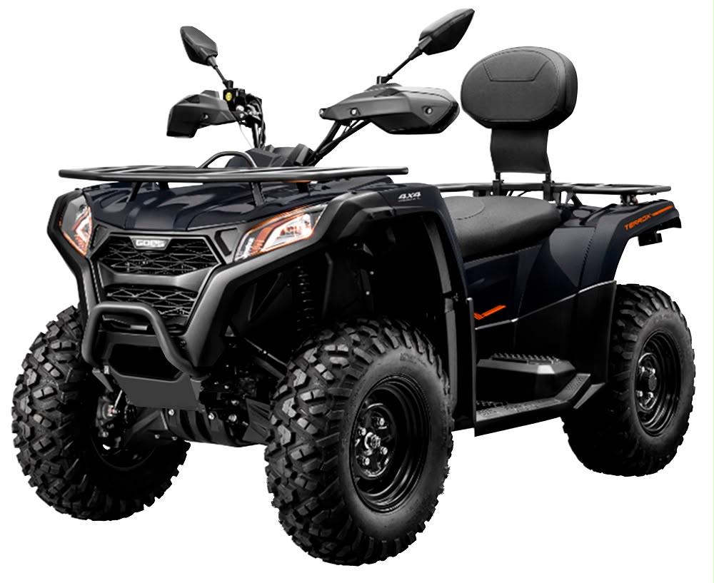 Quad noir sur fond blanc studio